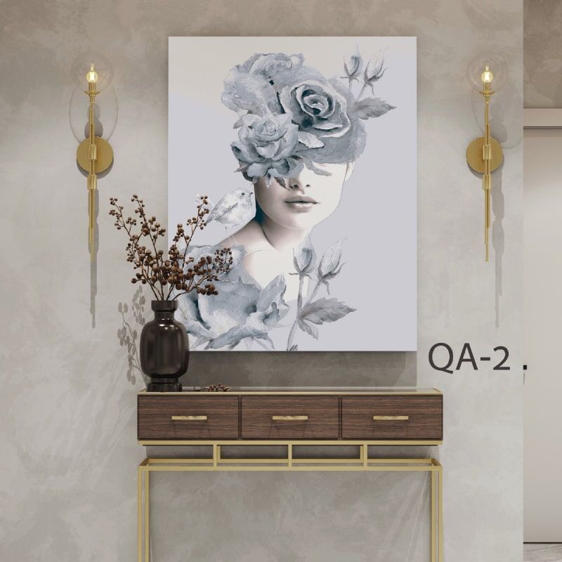 תמונת זכוכית לחדר שינה אישה בורד לבן