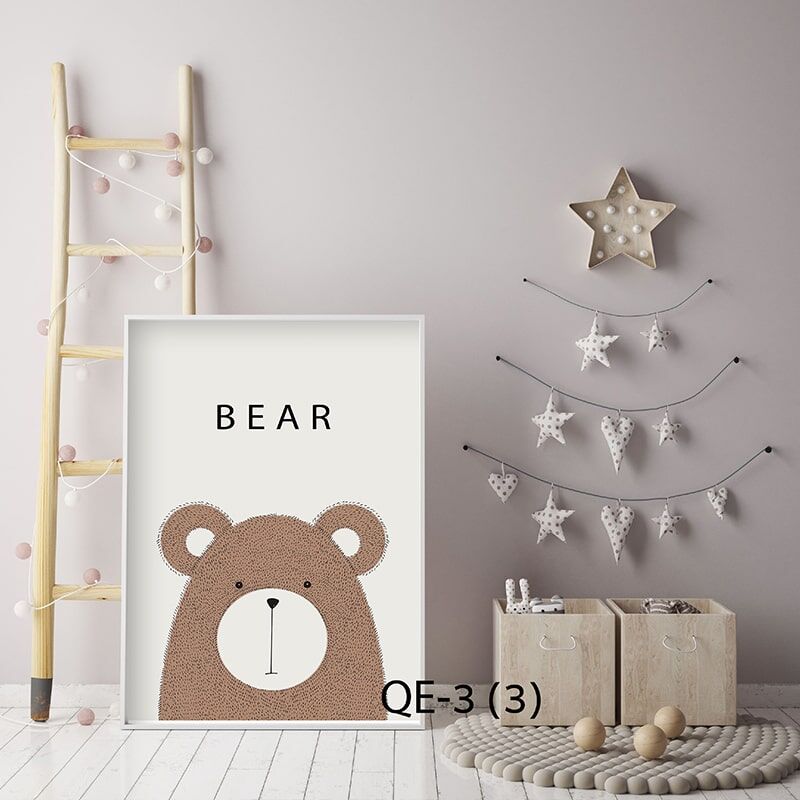 תמונת זכוכית לחדר שינה ילדים של דובי חום