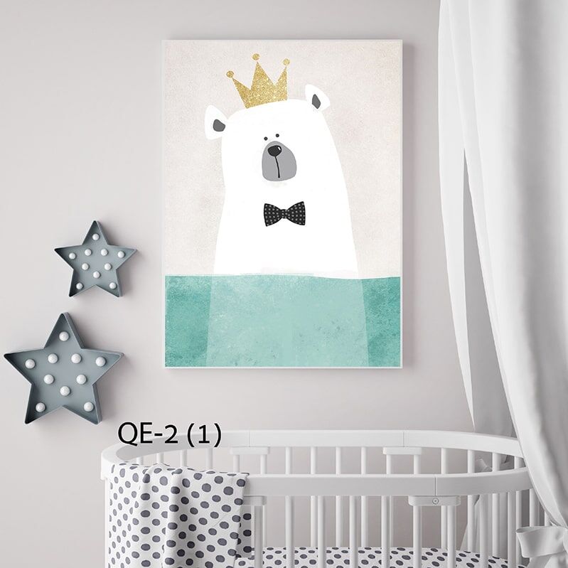 תמונת זכוכית לחדר שינה ילדים של דובי נסיך