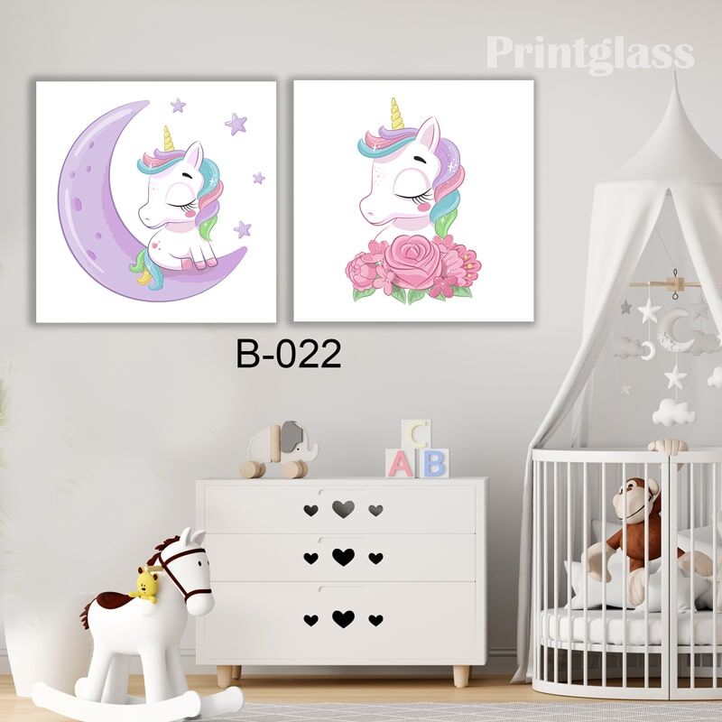 תמונות זכוכית לחדר שינה ילדים של חד קרן