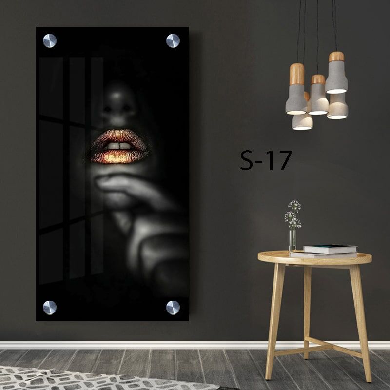 תמונת זכוכית לחדר שינה שפתיים בחושך