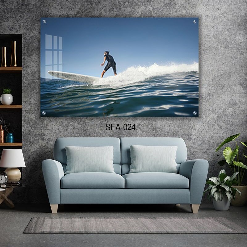 תמונת זכוכית לחדר שינה גולש גלים