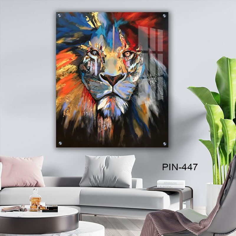 תמונת זכוכית לחדר שינה אריה צבעוני