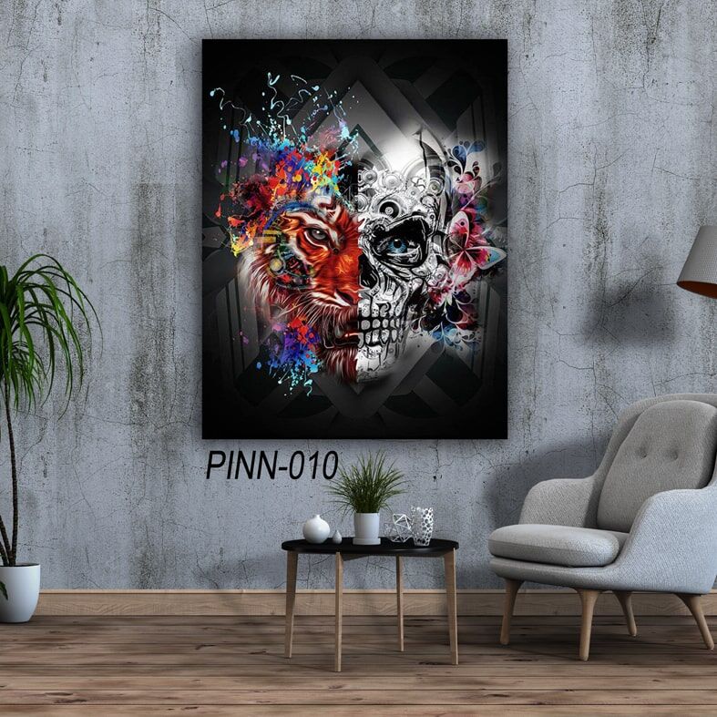 תמונת זכוכית מגניבה לחדר שינה חצי גולגולת