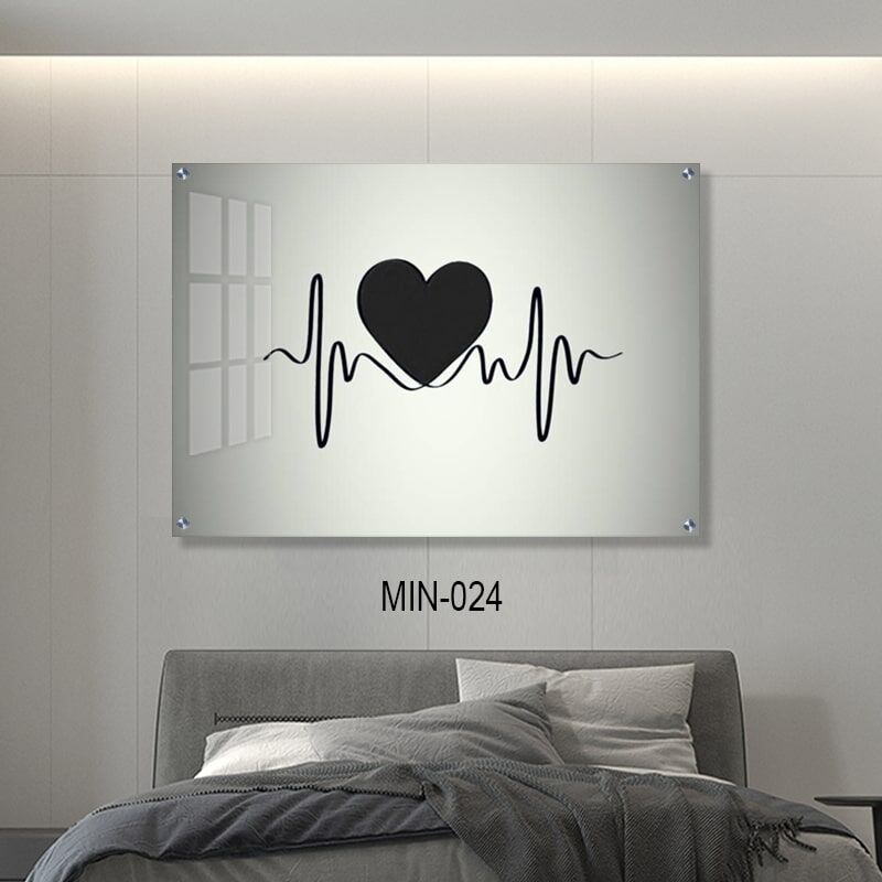 תמונה רומנטית מזכוכית לחדר שינה של לב פועם