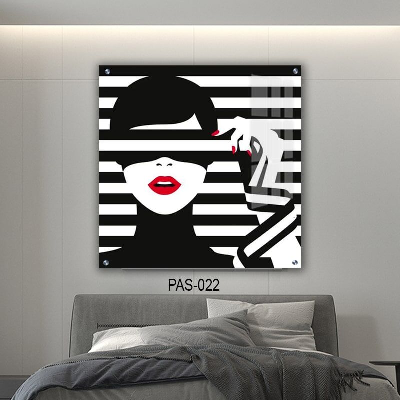 תמונת זכוכית מרובעת לחדר שינה ליידי פס