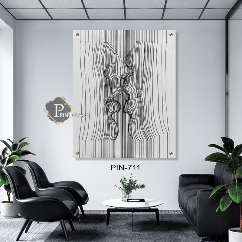 תמונת זכוכית רומנטית לחדר שינה נשיקה בפס