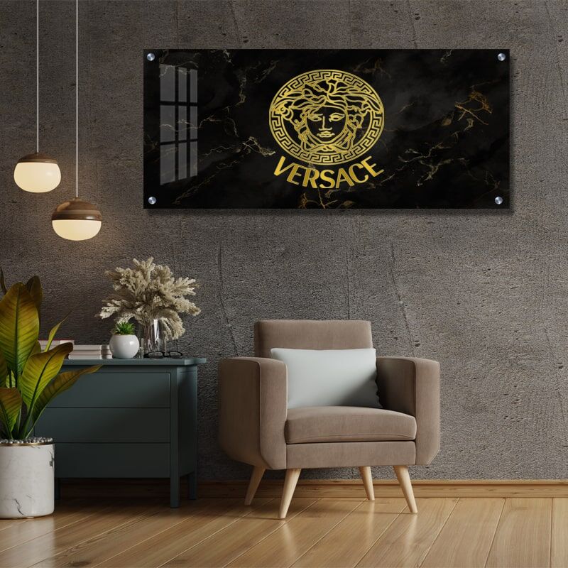 תמונת לסלון זכוכית ורסוצ'ה שחור זהב