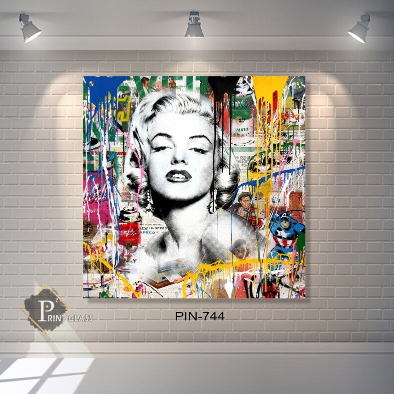 תמונת זכוכית מרובעת לסלון של מרלין מונרו פופ ארט