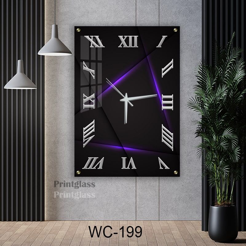 שעון קיר יוקרתי לסלון מזכוכית ברקע שחור