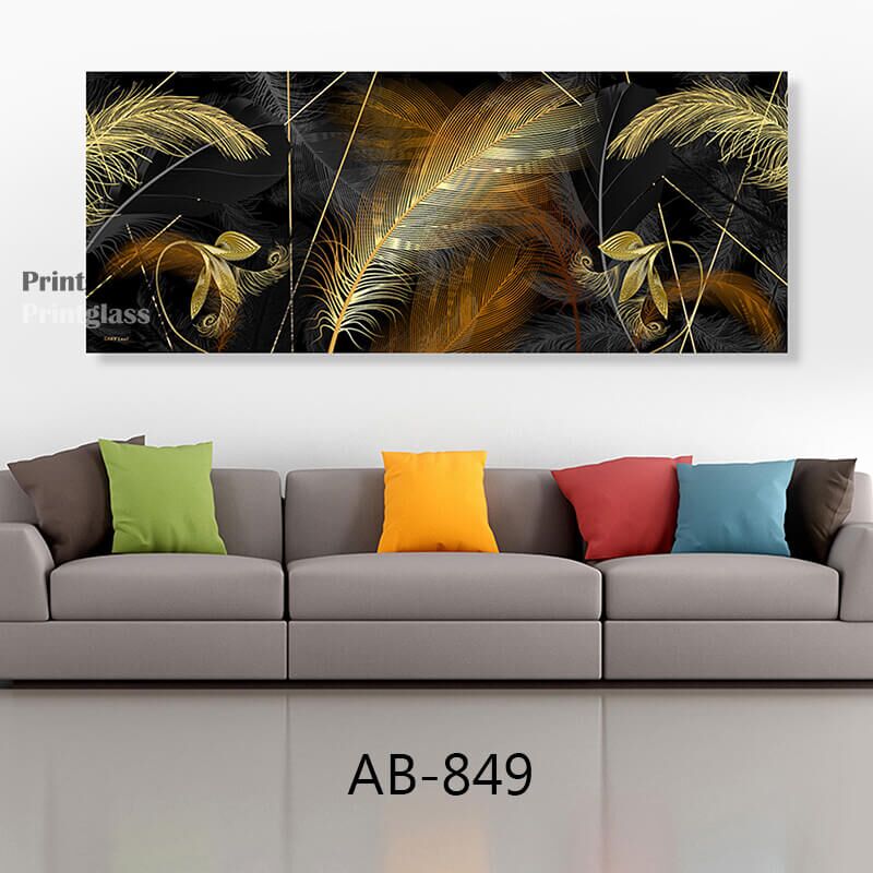 תמונה למשרד של נוצות זהב ברונזה מזכוכית