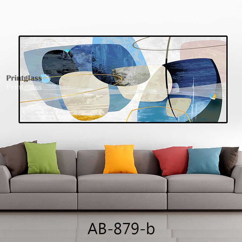 אבסטרקט כחול לבן תמונת זכוכית למשרד