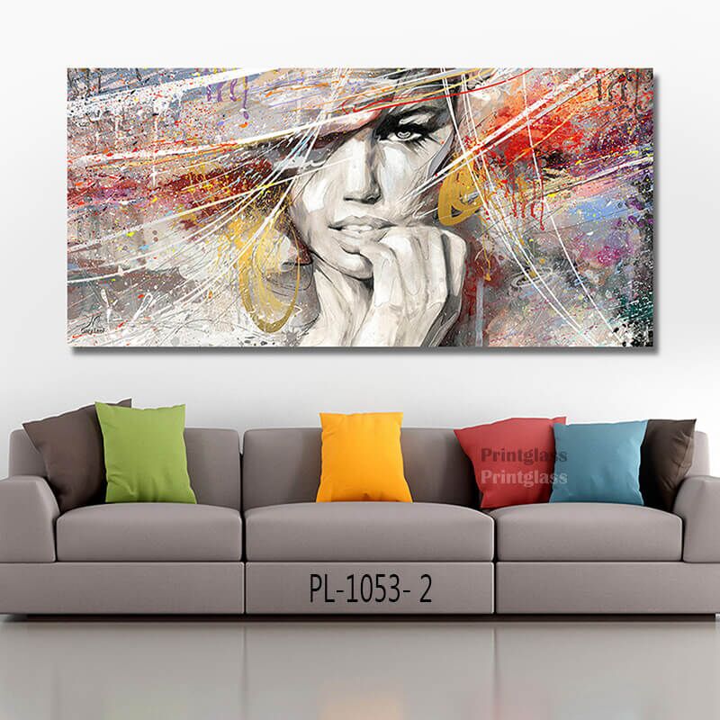 תמונת זכוכית למשרד של אישה אפורה אבסטרקט