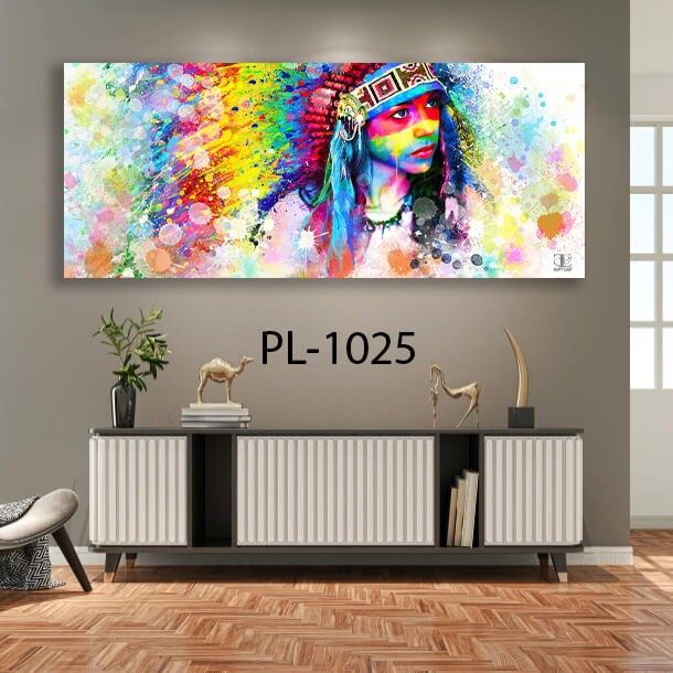 תמונת זכוכית פנורמית לסלון או לחדר שינה של אינדיאני צבעוני