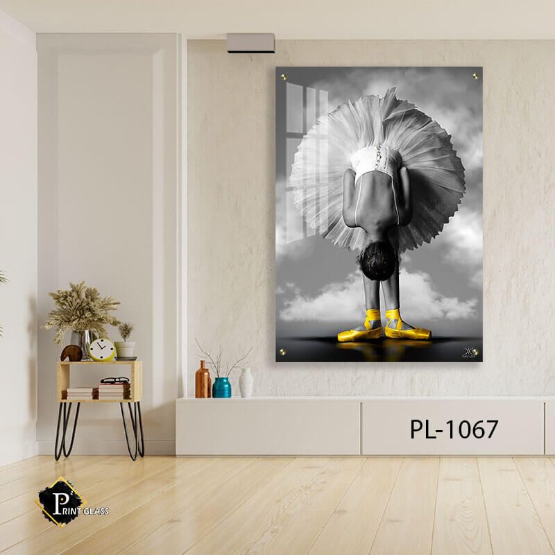 רקדנית בלט שחור לבן - תמונת זכוכית לסלון