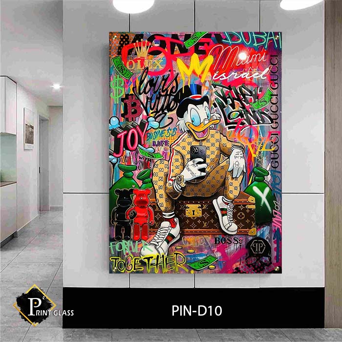 תמונת זכוכית לחדר שינה של דונאלדאק בסגנון פופ ארט