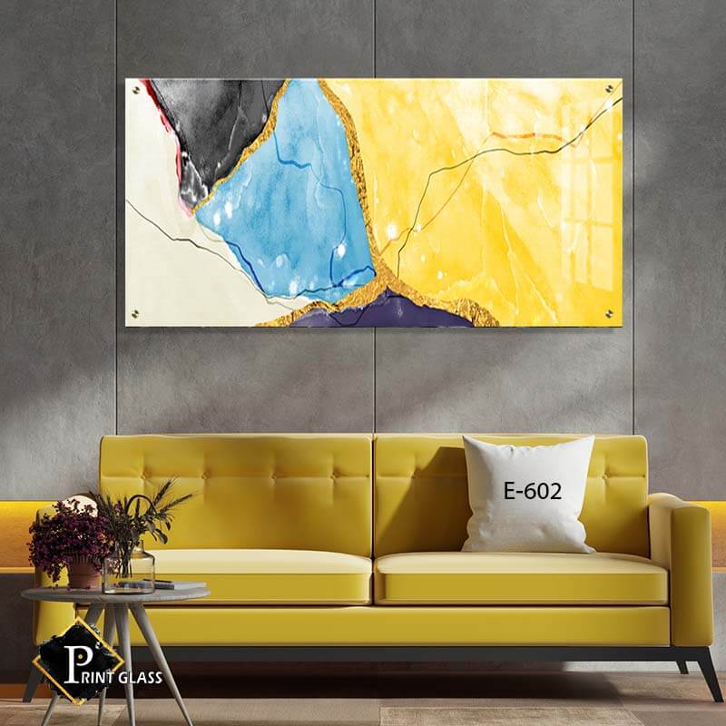 תמונה על זכוכית של אבסטרקט צבעוני - תמונות ללובי