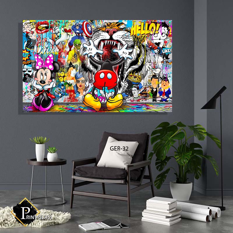 תמונת זכוכית פופ ארט לחדר שינה נערים של דמויות דיסני