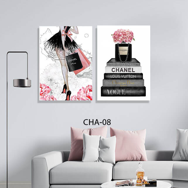 תמונות קיר לחדר שינה מזכוכית של המותג שאנל