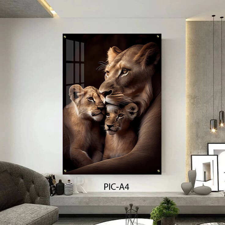 תמונת זכוכית לחדר שינה נערים של משפחת אריות