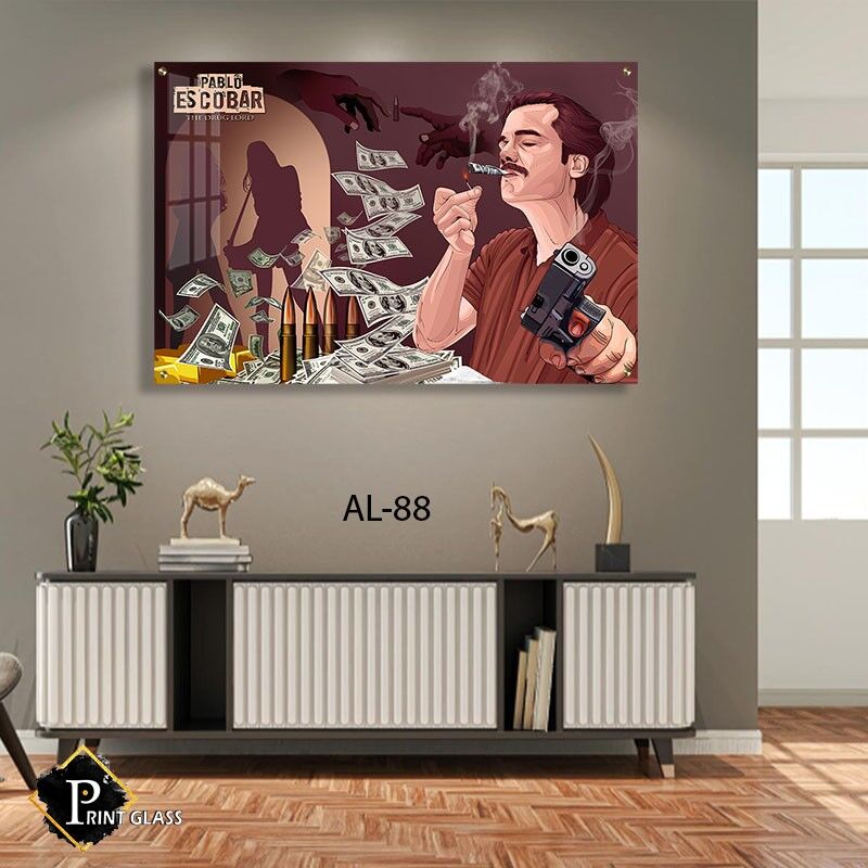 תמונת זכוכית לחדר שינה של פאבלו אסקובר מעשן