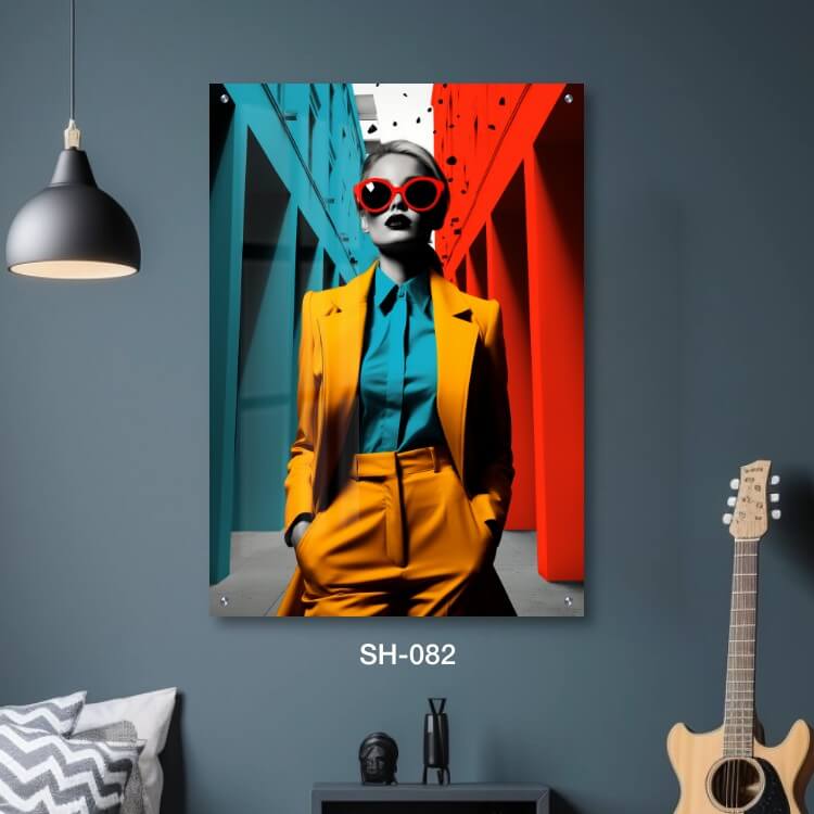 תמונת זכוכית מגניבה לחדר שינה של אישה בין בניינים