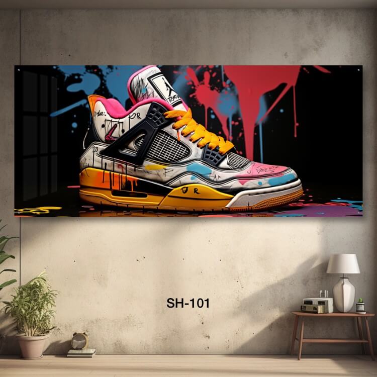 תמונת זכוכית מגניבה לחדר שינה של נעלי נייקי