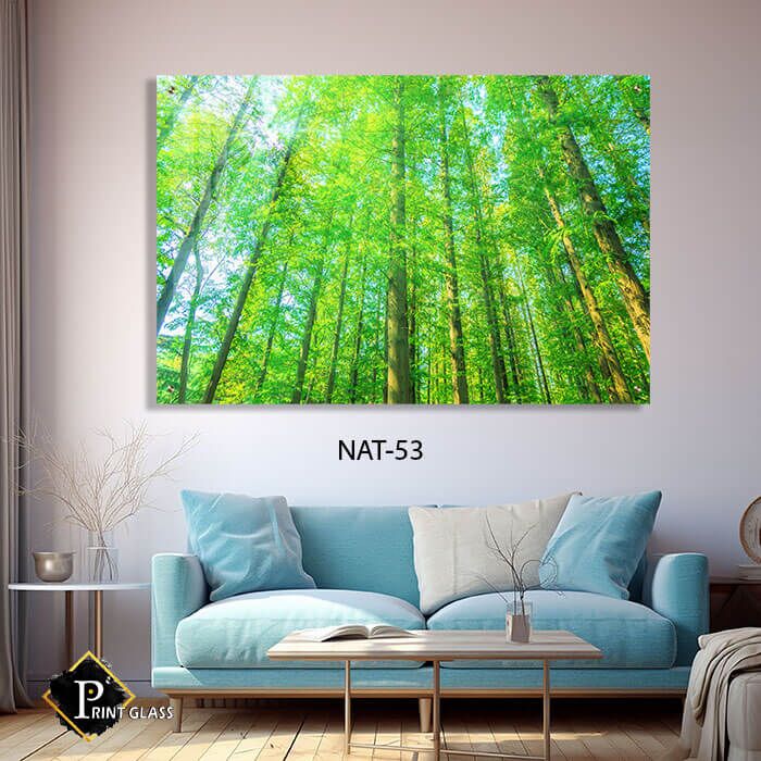 תמונת זכוכית לחדר שינה של עצים ירוקים