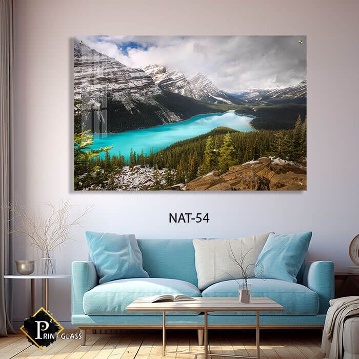 תמונת זכוכית לחדר שינה של נוף הר מושלג