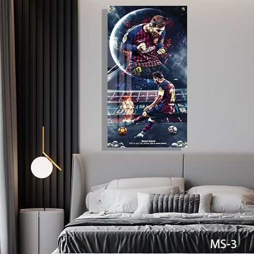 תמונה של שחקן כדורגל מסי מזכוכית