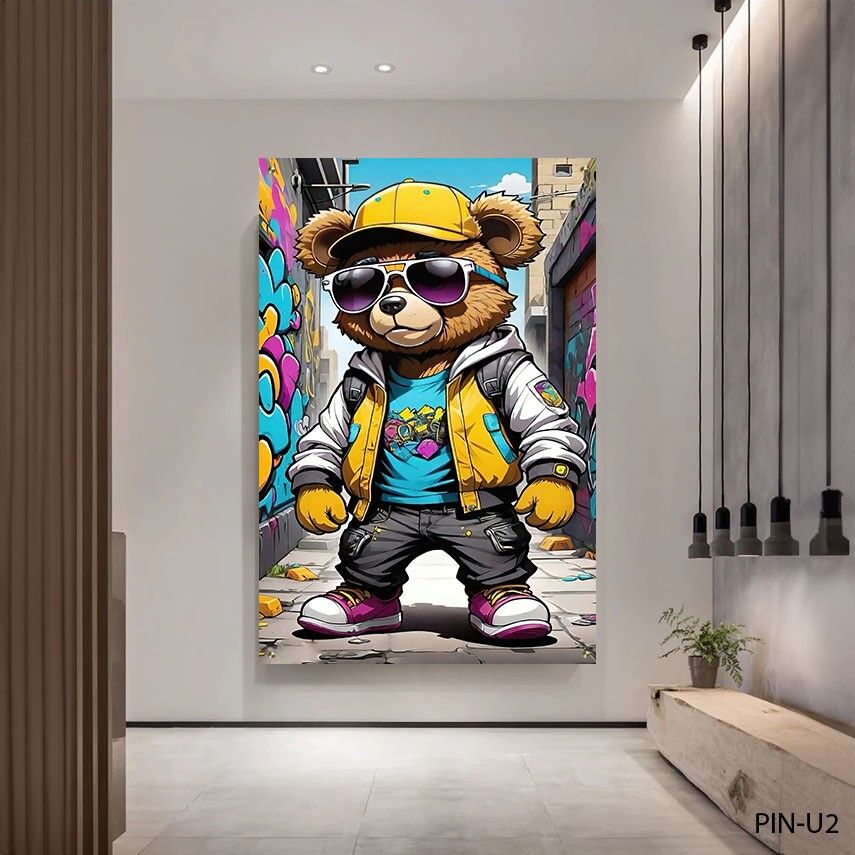 תמונה של דובי צבעוני עם משקפיים פופ ארט