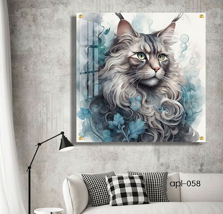 תמונת זכוכית לחדר שינה חתול מלכותי