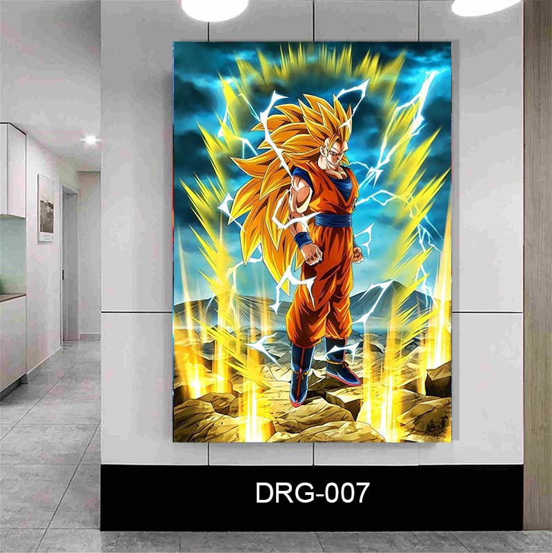 תמונת זכוכית לחדר שינה ילדים או לסלון או למשרד של סון גוקו סופר סאייה 3