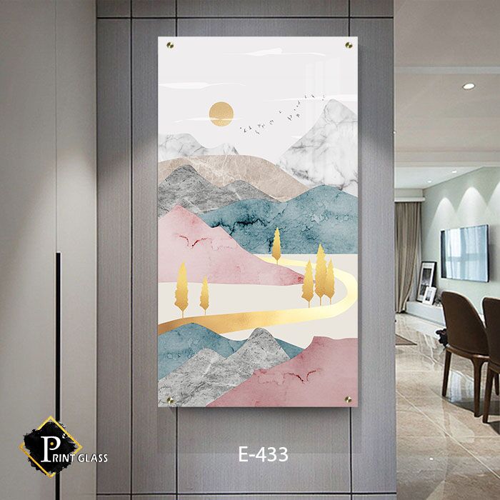 נוף צבעי פסטל - תמונה לסלון - תמונת זכוכית