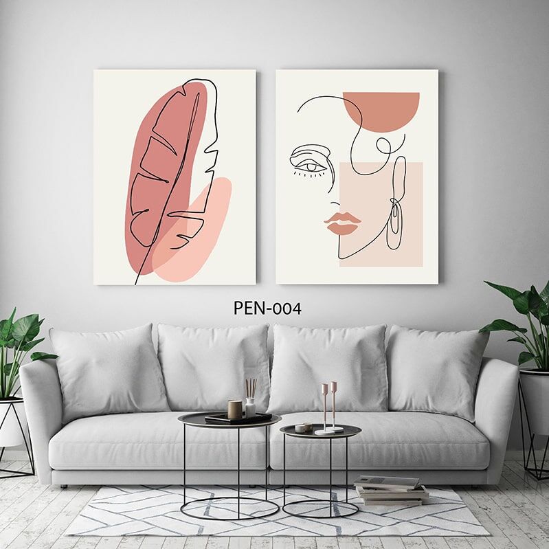 ציור מינימליסטי אישה ונוצה
