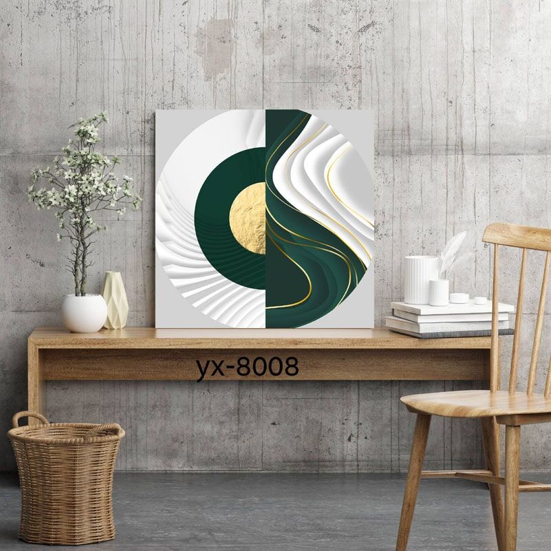 תמונת זכוכית מרובעת של גלים במעגלים לסלון