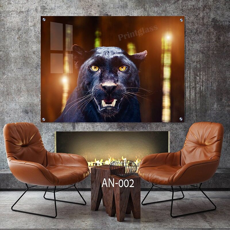תמונת זכוכית של פנתר שחור לחדר שינה