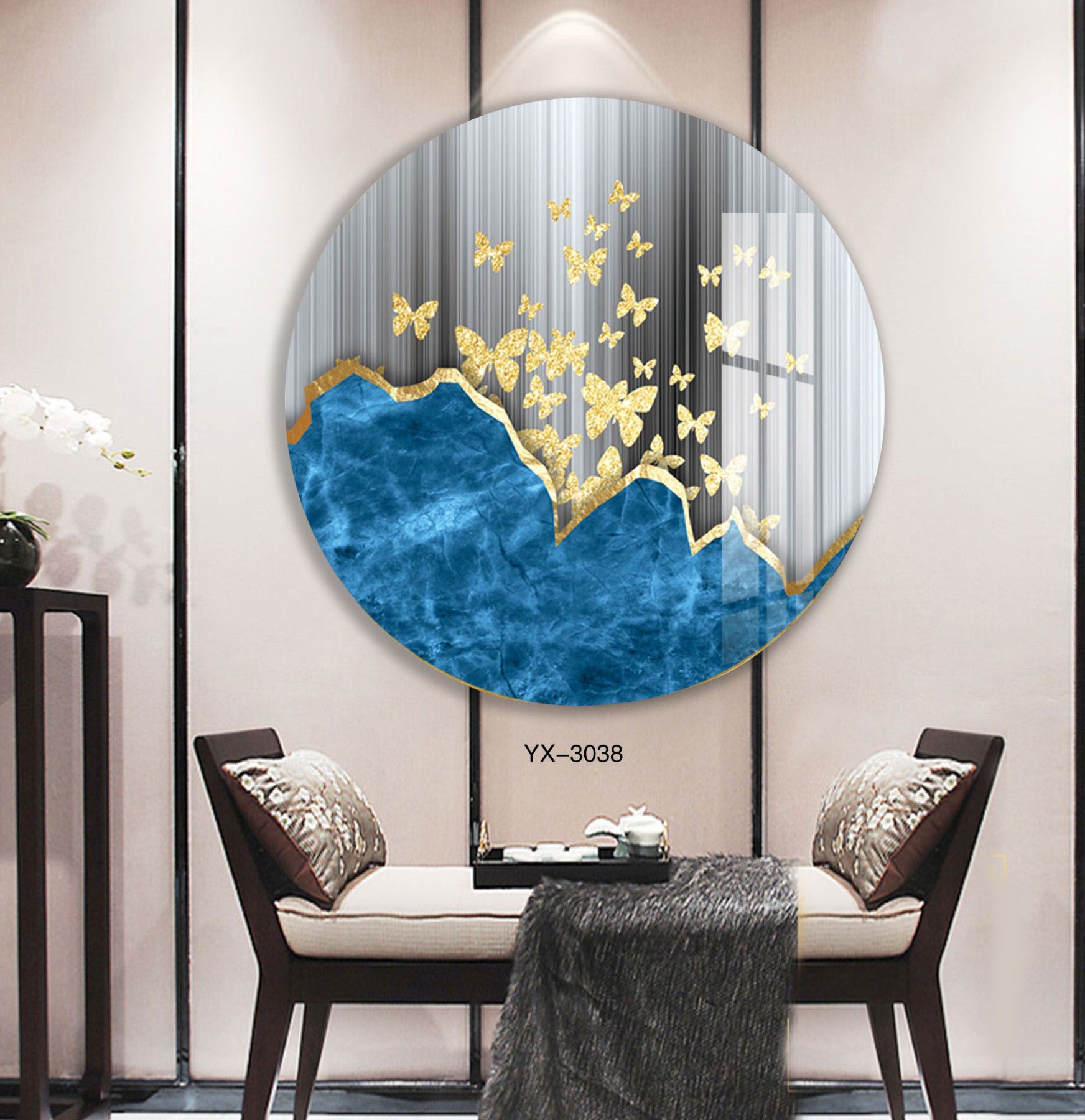 תמונת לסלון מזכוכית של פרפרים מהים