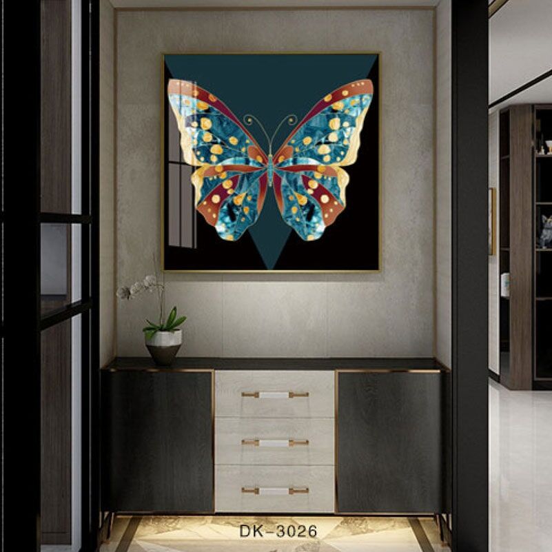 תמונה מרובעת של פרפר צבעוני לחדר שינה