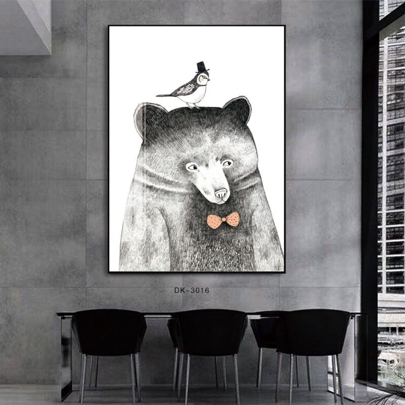 תמונת זכוכית לחדר שינה ילדים דובי מאוייר