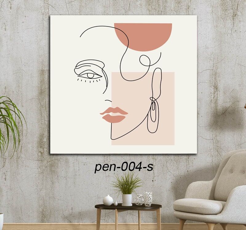 תמונת זכוכית מרובעת של איור אישה לסלון