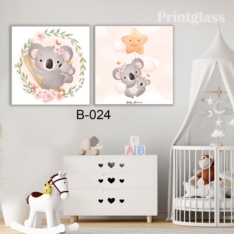זוג תמונות זכוכית לחדר שינה של בייבי קואלה
