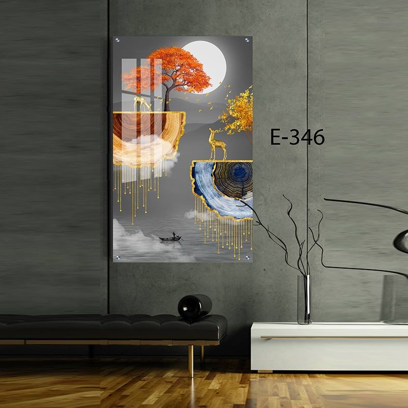 תמונת זכוכית לסלון של אייל בגזע עץ