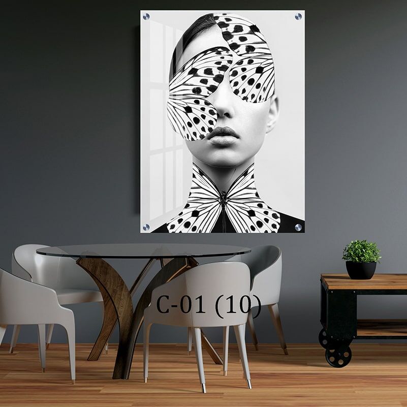 תמונת זכוכית אישה פרפר