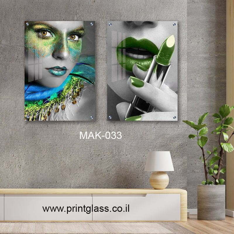 זוג תמונות זכוכית - איפור הטווס