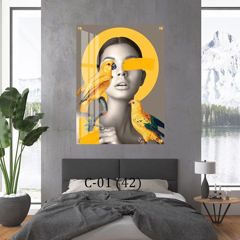 תמונת זכוכית לחדר שינה מלני תוכי