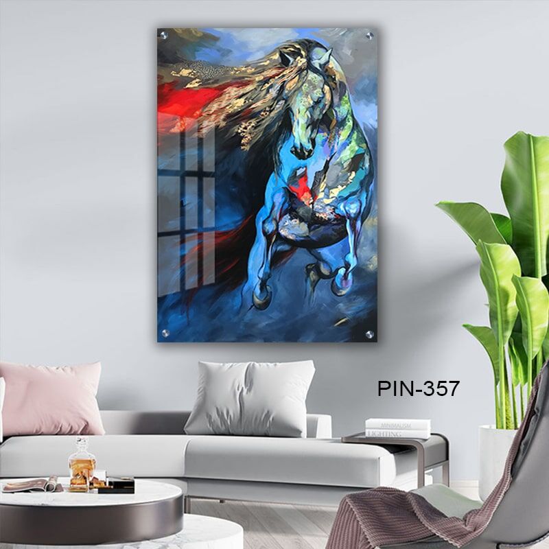 תמונת זכוכית לחדר שינה סוס צבעוני