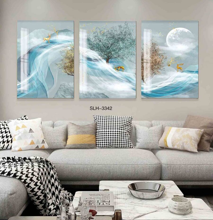 תמונות זכוכית איילים בתכלת תמונה לפינת אוכל