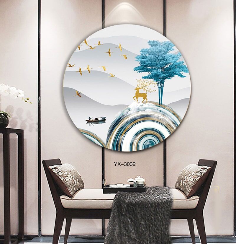 תמונת זכוכית עגולה - אייל עץ תכלת