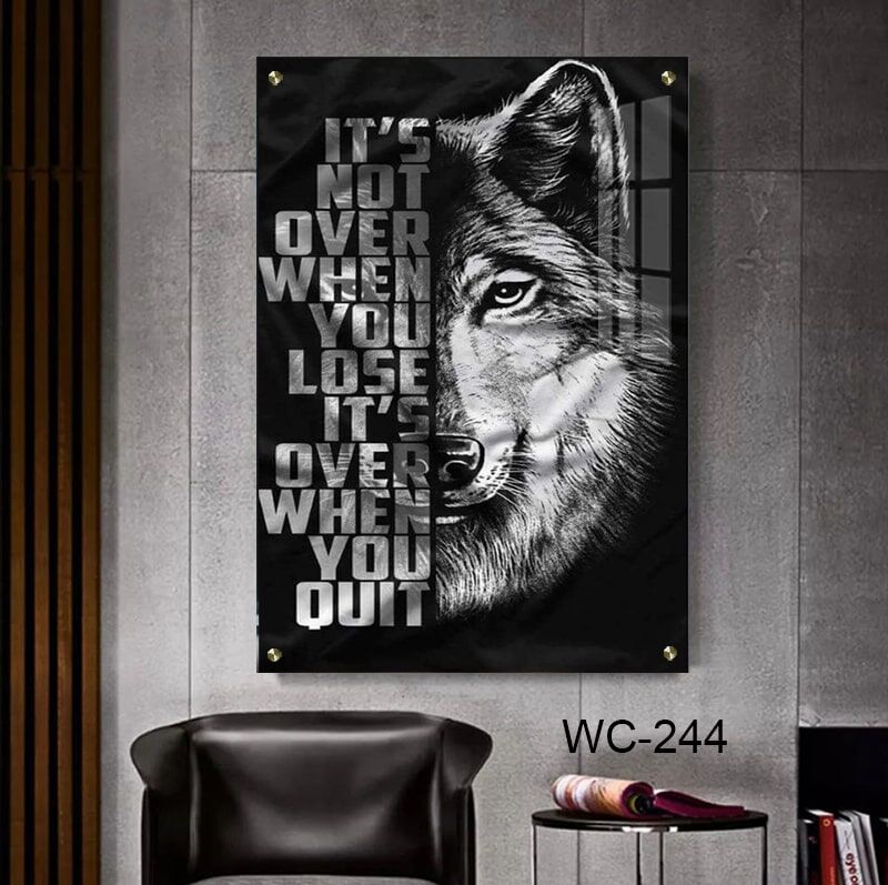 תמונה לחדר שינה גברים זאב עם משפט מוטיבציה